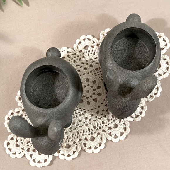 Crate & Barrel Metal Bunny Rabbit Candle Holders Set - Picture 9 of 13